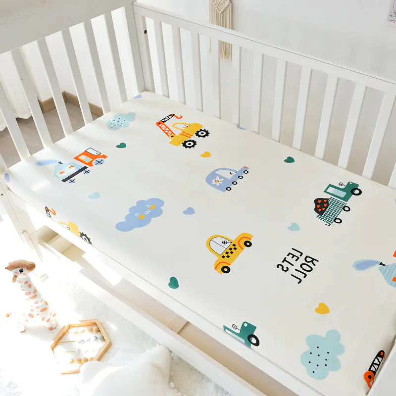 Cotton Infant Muslin Crib Mattress Cover with Print
