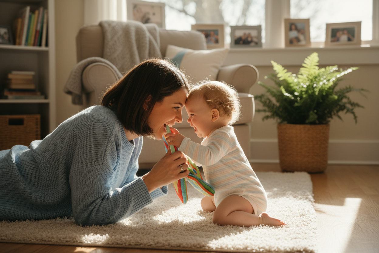 US BABY IS PLAYING WITH MOTHER